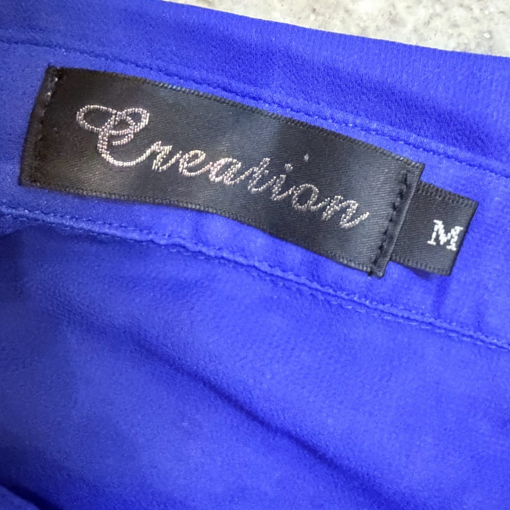Creation Sheer Blue Button Front Tunic Blouse Longline Shirt 3/4 Sleeve medium - Picture 5 of 10